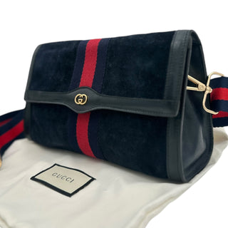 GUCCI Medium Suede Ophidia Clutch with Added Strap Gucci