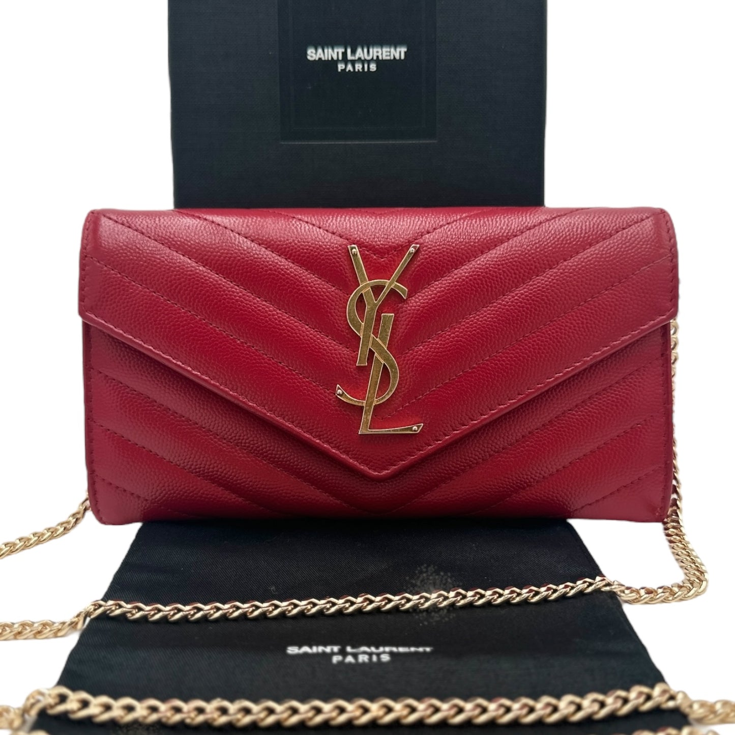 SAINT LAURENT Grain de Poudre Chevron YSL Clutch Saint Laurent