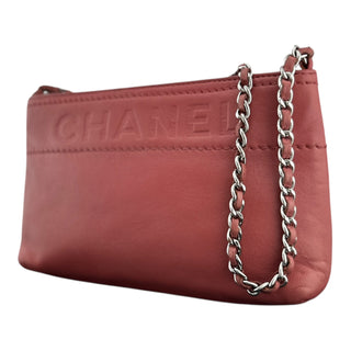 CHANEL Lambskin Logo Chain Pochette Chanel