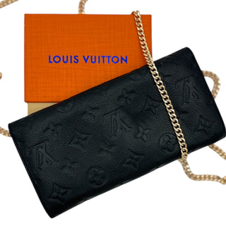 LOUIS VUITTON Empreinte Leather Wallet with Added Chain Louis Vuitton