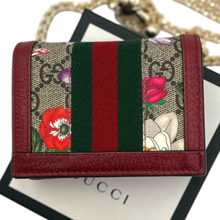 GUCCI Ophidia Flora Compact Wallet with Adjustable Chain Gucci