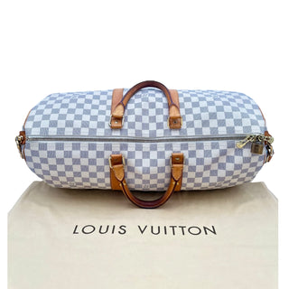 LOUIS VUITTON Damier Azur Keepall 50 with Strap, ID Tag and Lock/Key Set Louis Vuitton