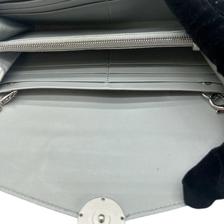 FENDI Gray Leather Continental Wallet with Silver Chain Fendi