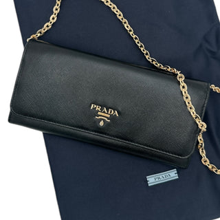 PRADA Saffiano Leather Wallet with Chain Prada