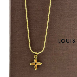 LOUIS VUITTON Gold Flower Charm Necklace Louis Vuitton