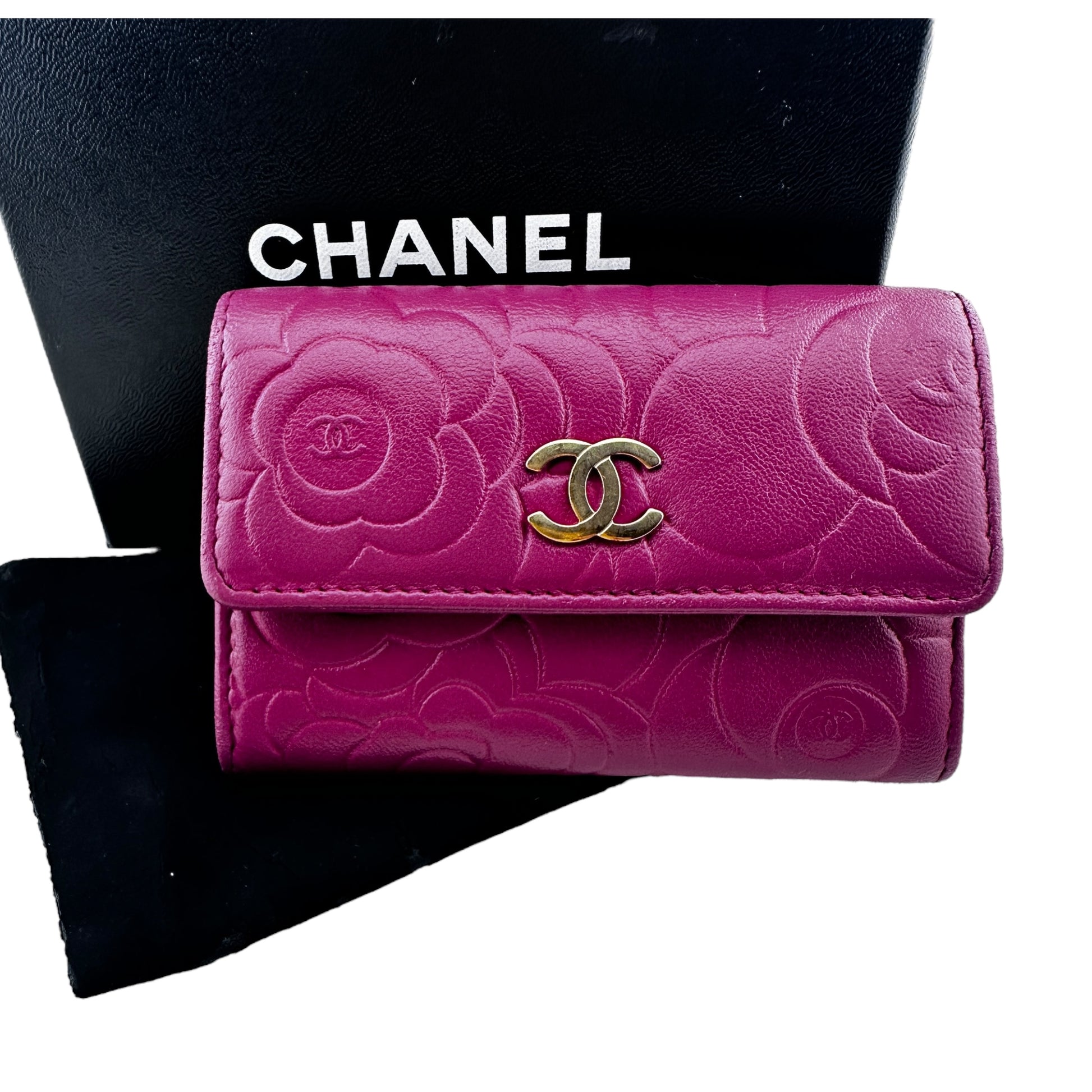 CHANEL Lambskin Camellia Card Holder Chanel