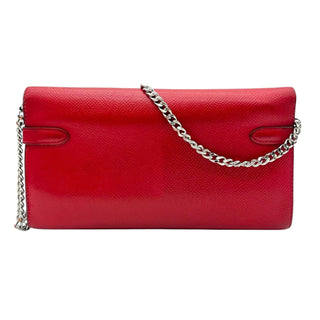 Kelly Wallet in Red with Palladium Hardware & Added Insert/Chain Hermes