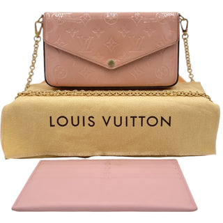 LOUIS VUITTON Monogram Vernis Felicie Pochette with Added Unbranded Chain Louis Vuitton