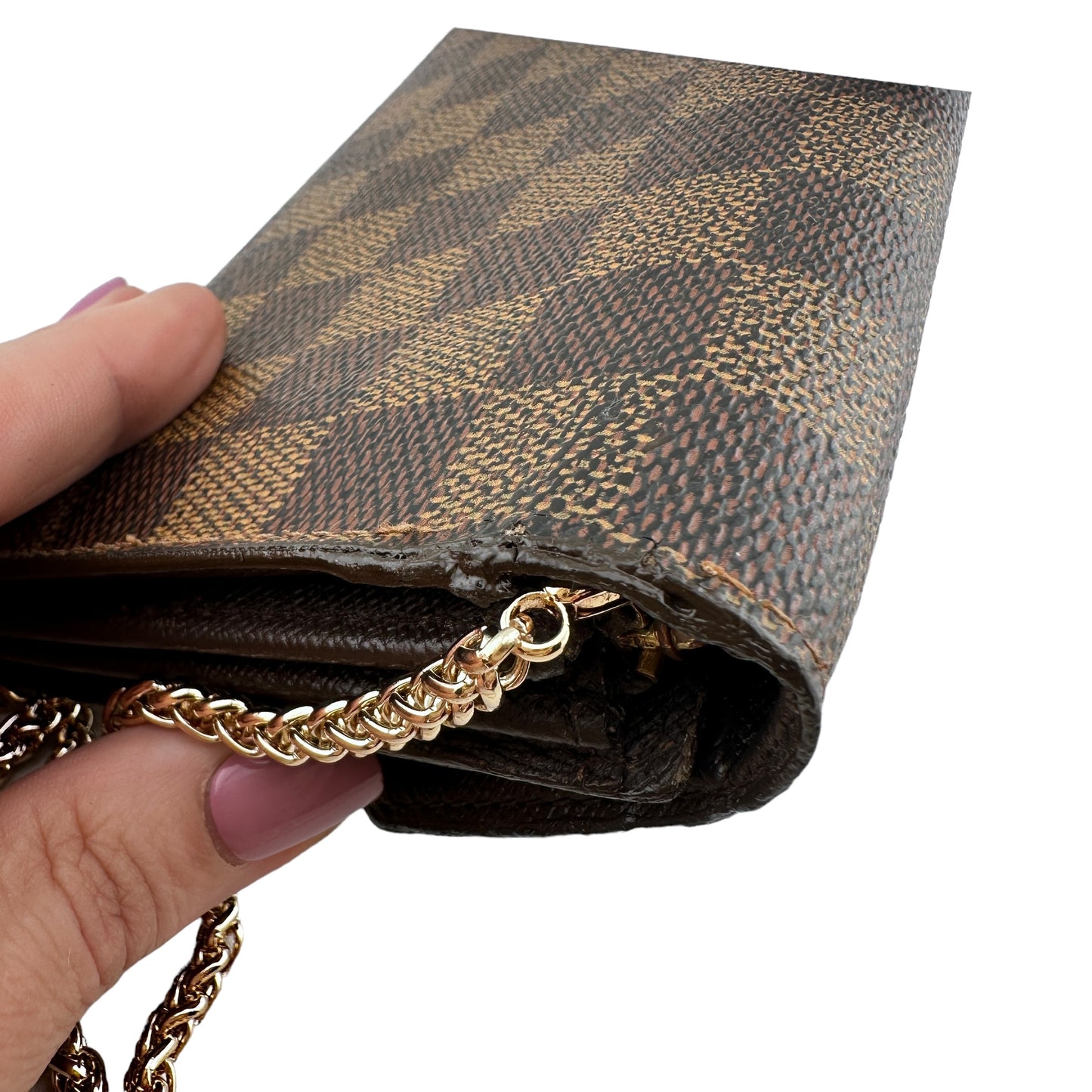 LOUIS VUITTON Damier Ebene Sarah Wallet with Chain Louis Vuitton