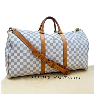 LOUIS VUITTON Damier Azur Keepall 50 with Strap, ID Tag and Lock/Key Set Louis Vuitton