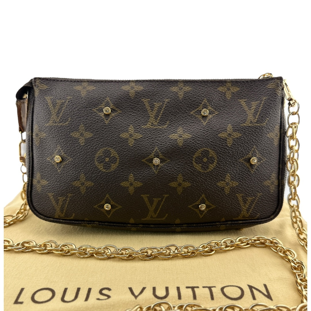 Custom LOUIS VUITTON Monogram Pochette Accessoires with Added Unbranded Chain Louis Vuitton