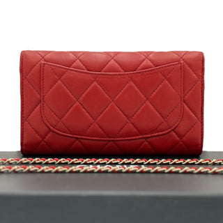 CHANEL Red Lambskin Classic Flap Wallet Chanel