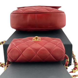 CHANEL Red Lambskin Turnlock Flap Chain Bag Chanel