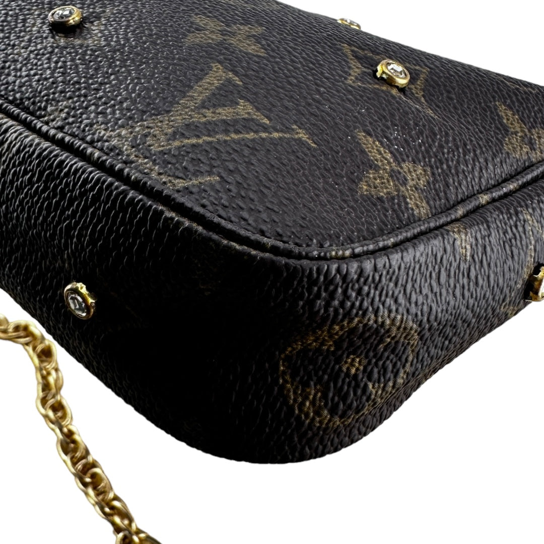 Custom LOUIS VUITTON Monogram Pochette Accessoires with Added Unbranded Chain Louis Vuitton