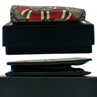 GUCCI Kingsnake Print GG Supreme Bifold Wallet Gucci