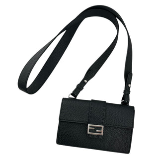 FENDI Cuoio Romano Selleria Baguette Belt Pouch Black Fendi