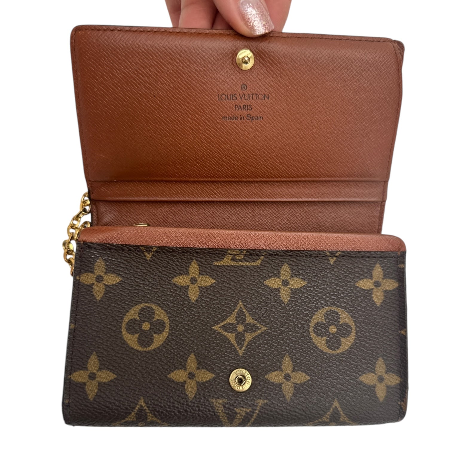 LOUIS VUITTON Monogram Porte Monnaie Billets Tresor Wallet On Chain Louis Vuitton