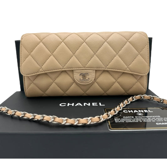 CHANEL Caviar Classic Flap Gusseted Wallet with Unbranded Chain Chanel