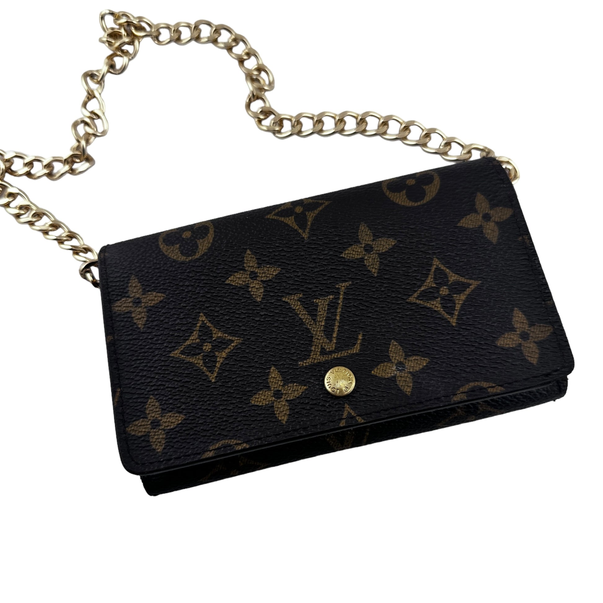 LOUIS VUITTON Monogram Porte Monnaie Billets Tresor Wallet On Chain Louis Vuitton