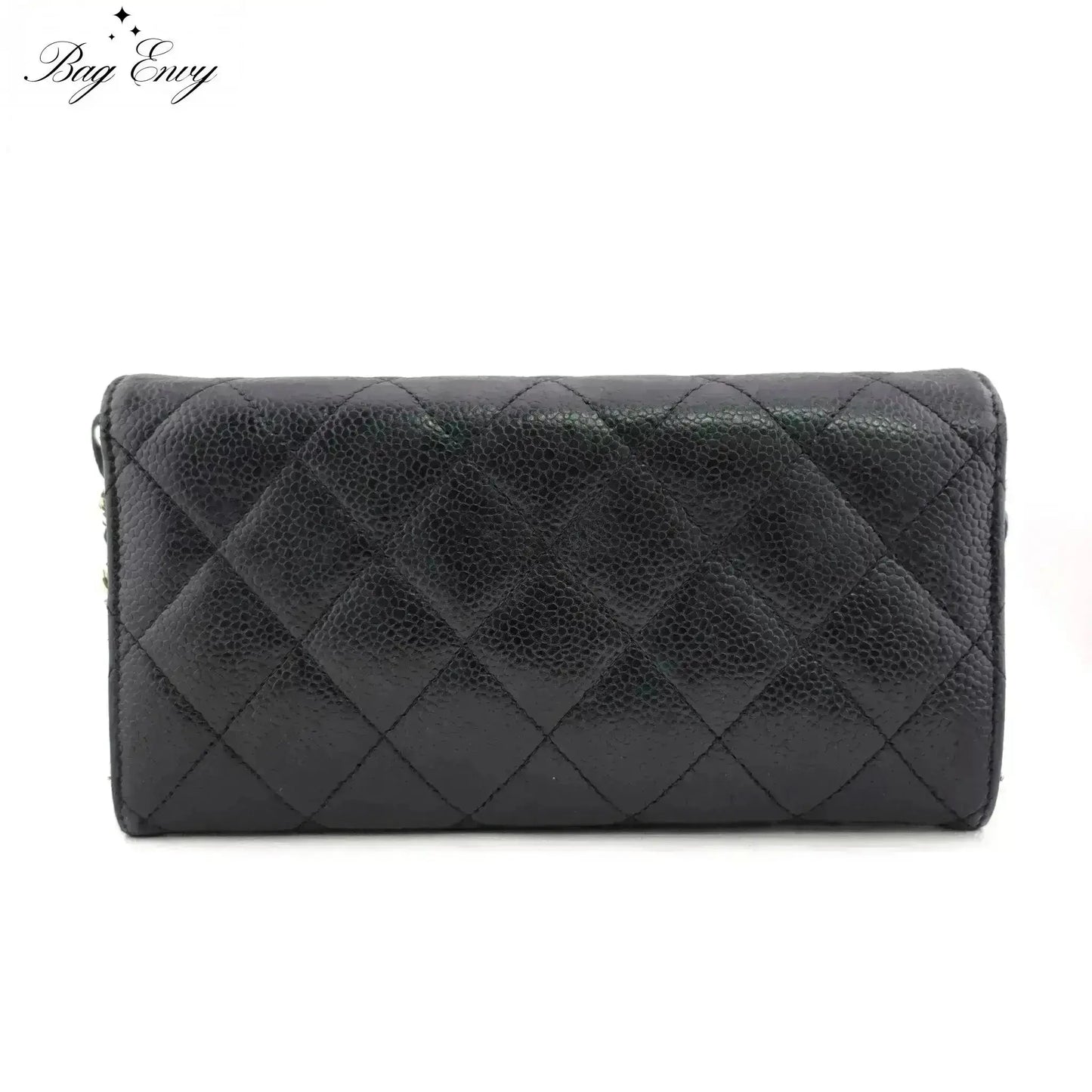 CHANEL Caviar Long Flap Wallet with Chain