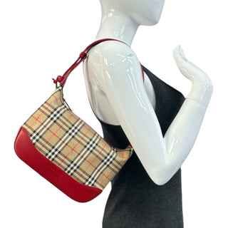 BURBERRY Red Leather Novacheck Bag Burberry