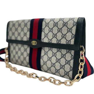 GUCCI Large GG Supreme Ophidia Clutch with Strap & Chain Gucci