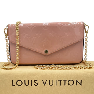 LOUIS VUITTON Monogram Vernis Felicie Pochette with Added Unbranded Chain Louis Vuitton