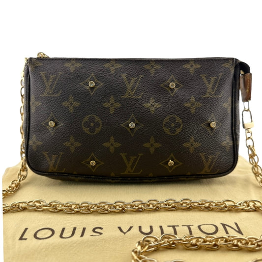 Custom LOUIS VUITTON Monogram Pochette Accessoires with Added Unbranded Chain Louis Vuitton