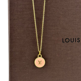 LOUIS VUITTON Peach Monogram Charm Necklace Louis Vuitton