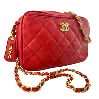 CHANEL Red Lambskin Camera Bag Chanel