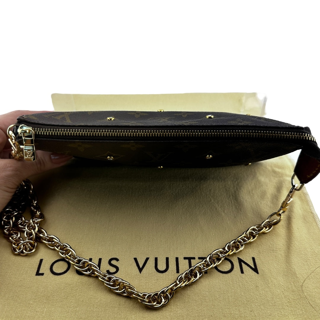 Custom LOUIS VUITTON Monogram Pochette Accessoires with Added Unbranded Chain Louis Vuitton