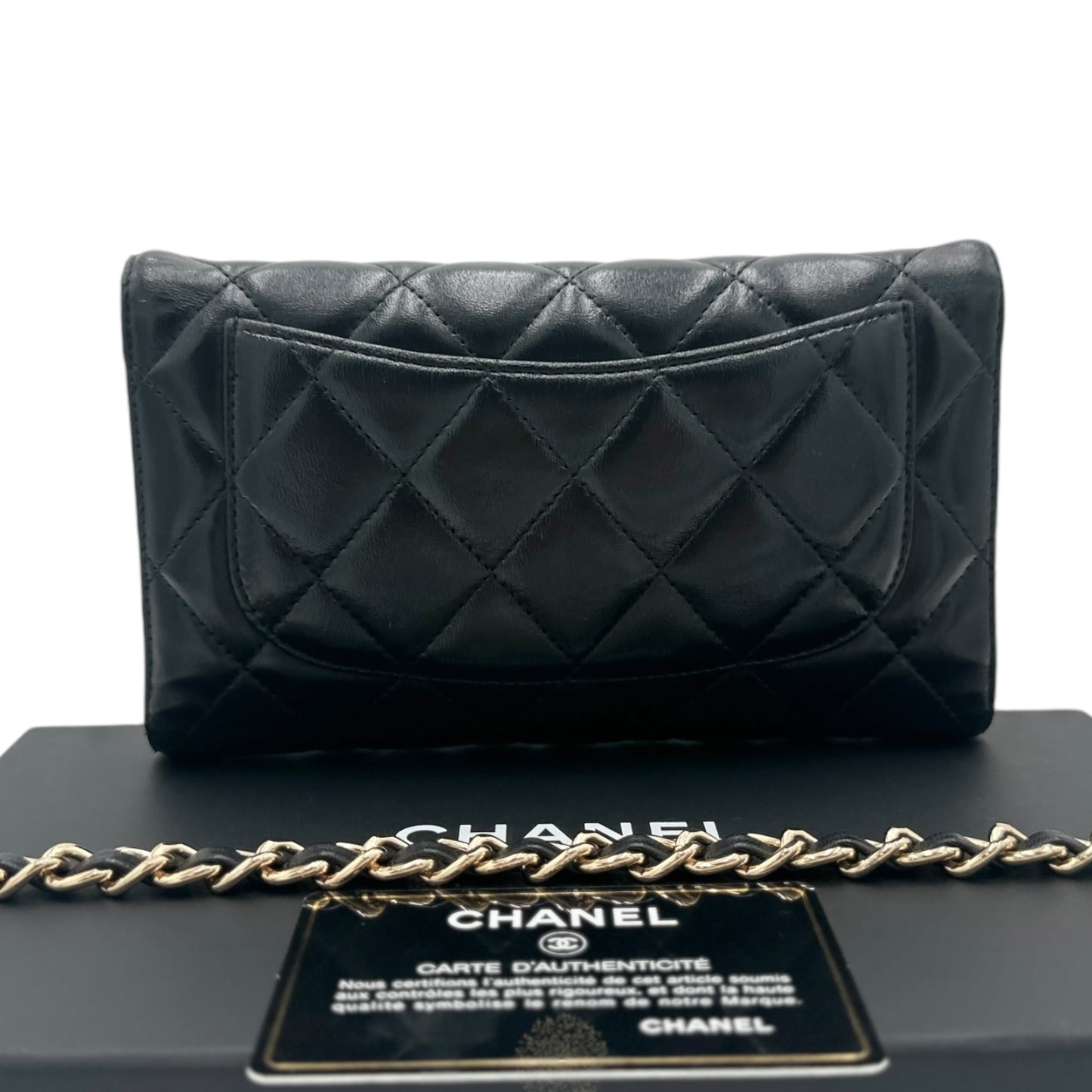 CHANEL Lambskin Classic Flap Wallet with Unbranded Chain Chanel