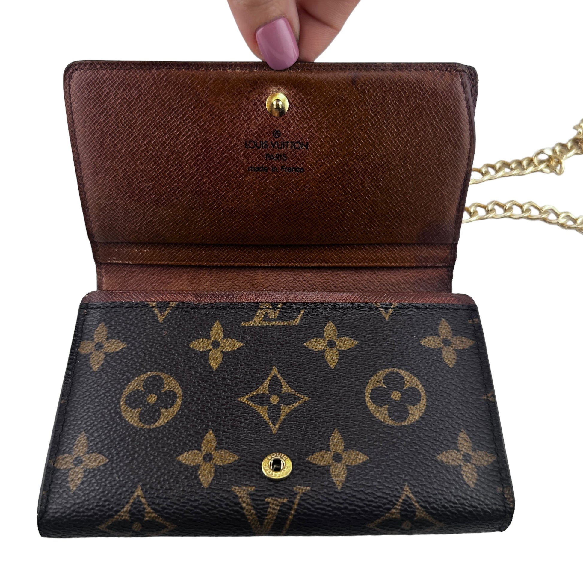 LOUIS VUITTON Monogram Porte Monnaie Billets Tresor Wallet On Chain Louis Vuitton