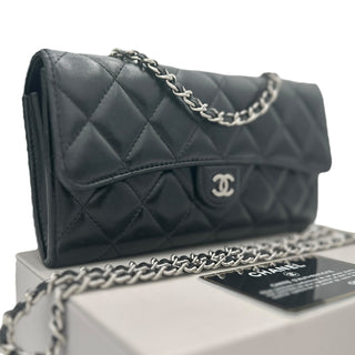 CHANEL Black Lambskin Classic Flap Gusseted Wallet Chanel