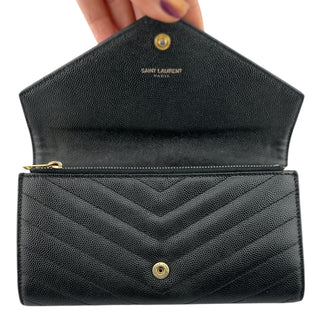 SAINT LAURENT Grain de Poudre Chevron YSL Clutch on Chain Saint Laurent