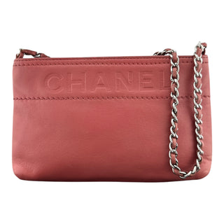 CHANEL Lambskin Logo Chain Pochette Chanel