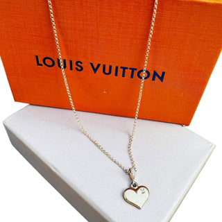 LOUIS VUITTON Gold Heart Charm Necklace Louis Vuitton