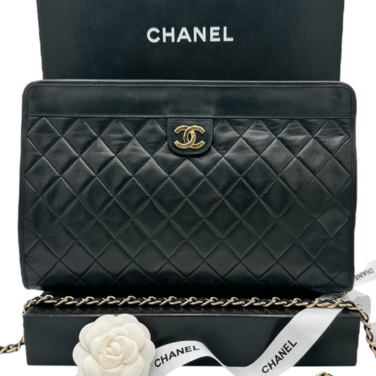 CHANEL Lambskin French Frame Clutch with Chain Chanel