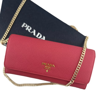 PRADA Fuchsia Saffiano Leather Wallet on Chain Prada