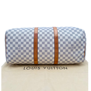 LOUIS VUITTON Damier Azur Keepall 50 with Strap, ID Tag and Lock/Key Set Louis Vuitton