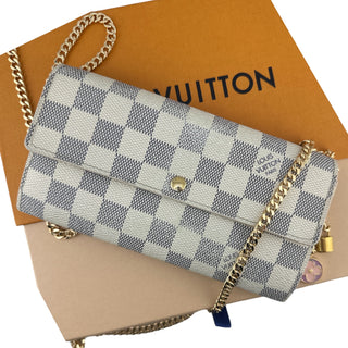 LOUIS VUITTON Damier Azur Sarah Wallet with Chain Louis Vuitton