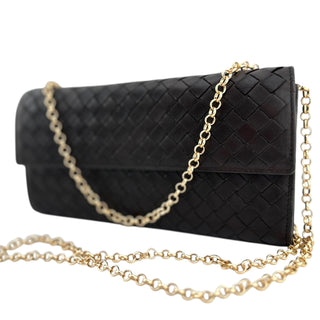 BOTTEGA VENETA Leather Intrecciato Wallet with added Chain Bottega Veneta