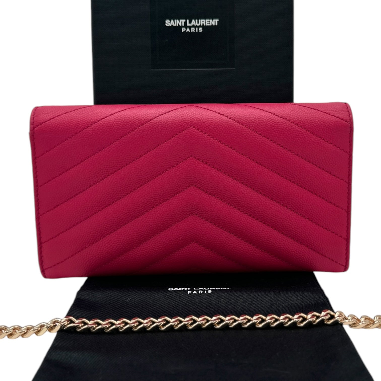 SAINT LAURENT Grain de Poudre Chevron YSL Clutch Saint Laurent