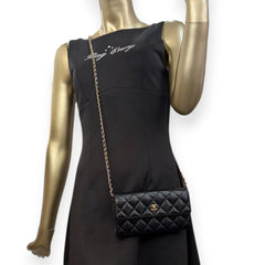 CHANEL Black Calfskin CC Turn Lock Long Flap Wallet Chanel