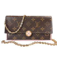LOUIS VUITTON Monogram Flore Wallet with Added Chain Louis Vuitton