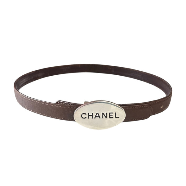 CHANEL Brown Leather Belt 70/28 Chanel