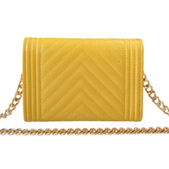 CHANEL Yellow Caviar Boy Chevron Card Case Chanel