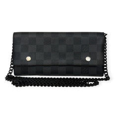 LOUIS VUITTON Damier Graphite Coated Canvas Wallet with added Chain Louis Vuitton