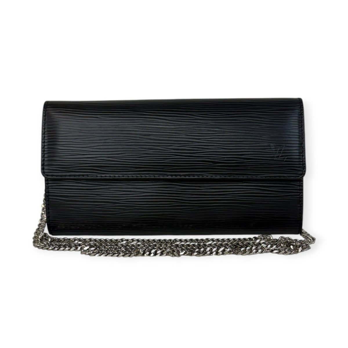 LOUIS VUITTON Black Epi Leather Sarah Wallet with Chain Louis Vuitton