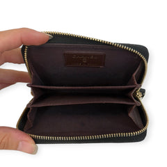 CHANEL Black Quilted Caviar Leather Compact Boy Zip Wallet Chanel